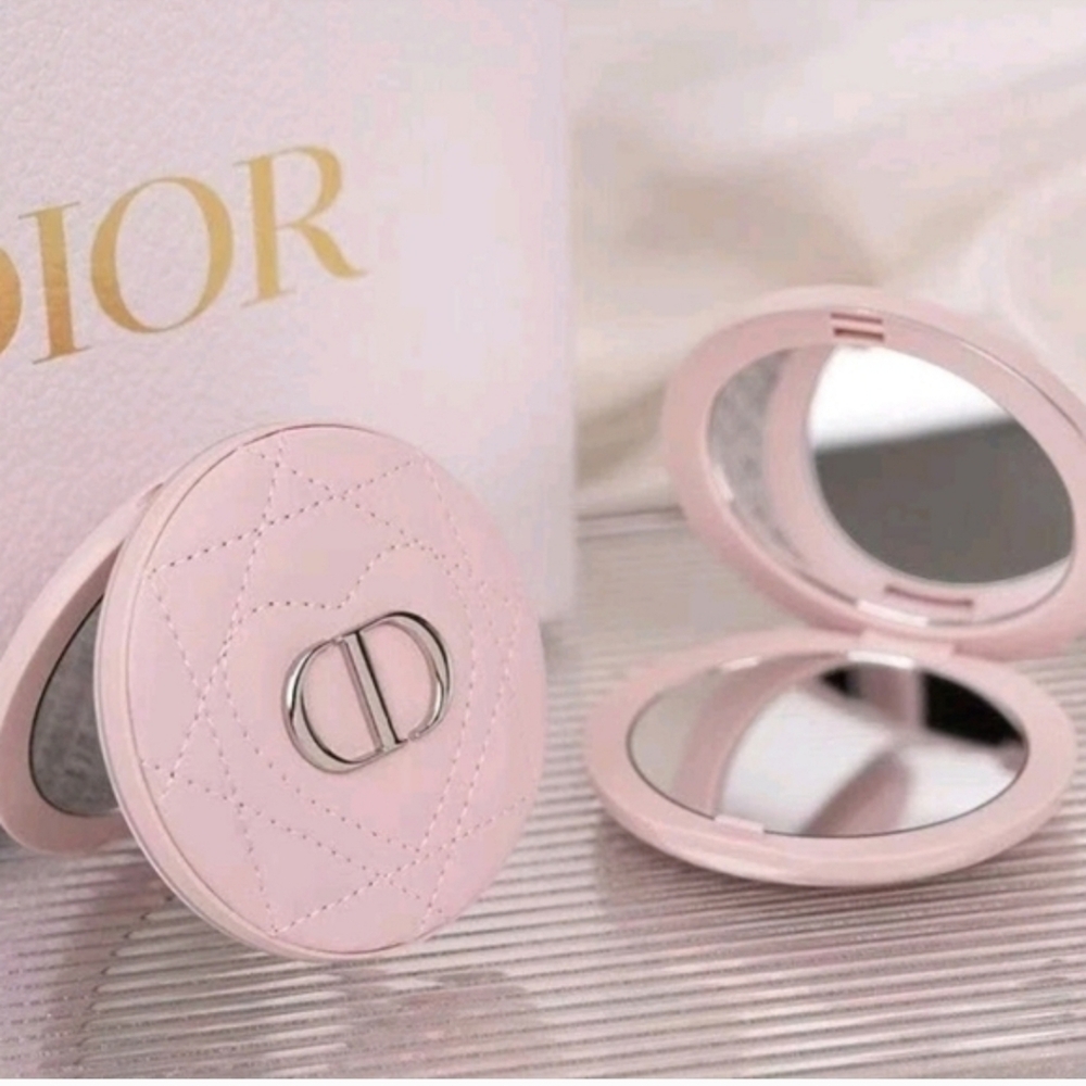 Dior Light Pink Quilted Compact Mirror Duo